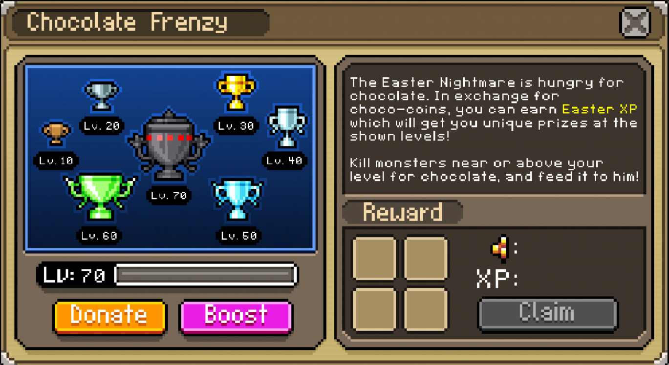  The UI showing each of the events milestones.